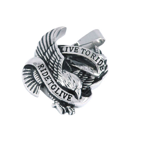 Live To Ride Spirit Eagle Pendant Stainless Steel Jewelry Pendant Silver Classic Motor cycles Biker Pendant SWP0028 - Click Image to Close